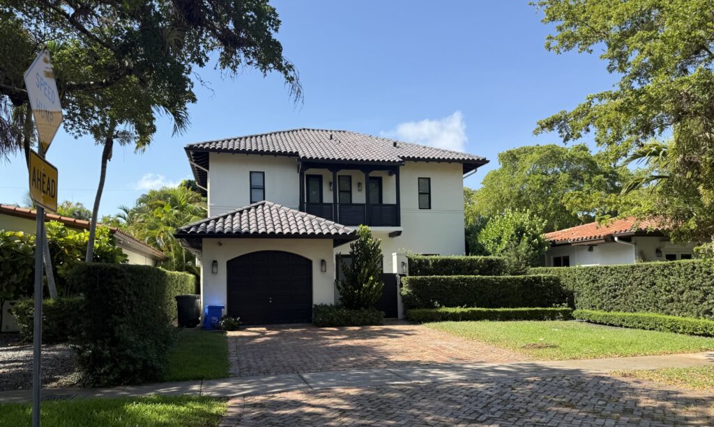 Front view of renovated Mediterranean-style home on Madeira Ave, Coral Gables sold in May 2025